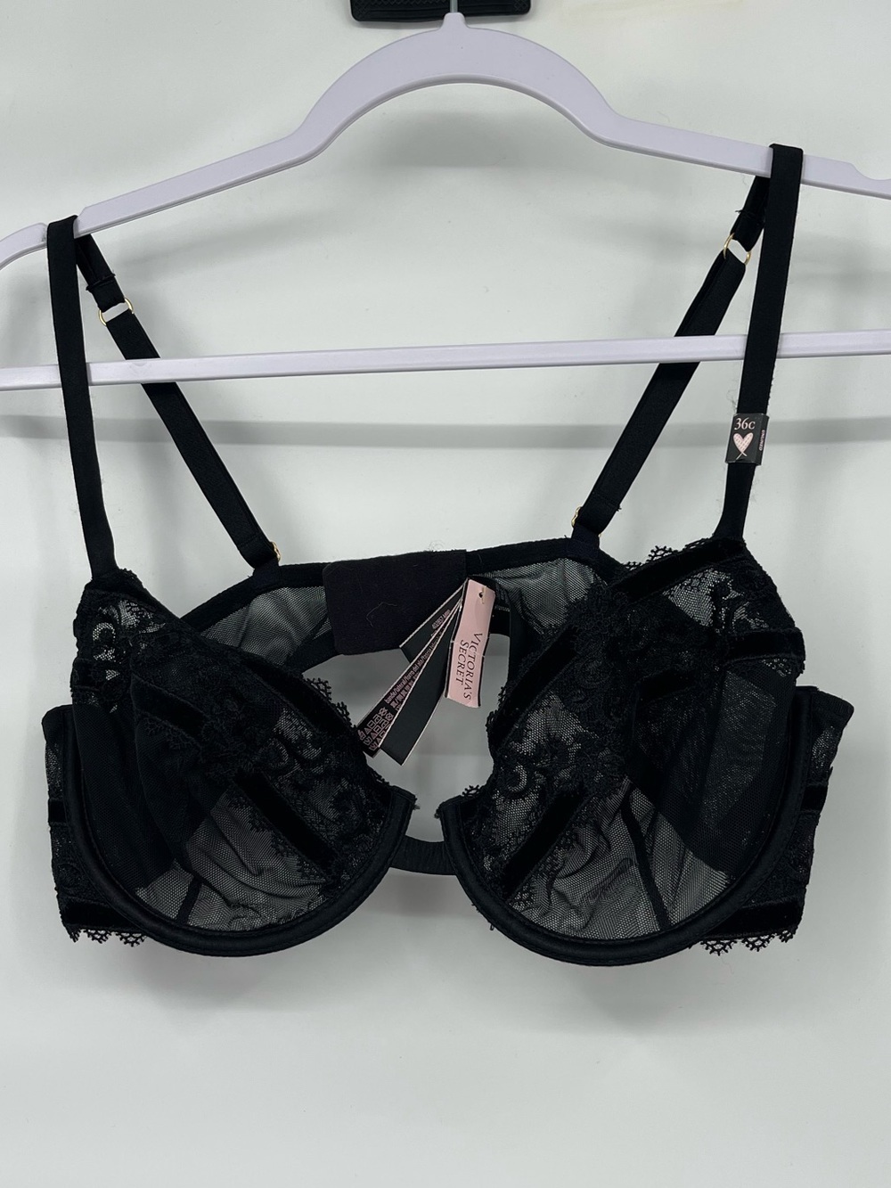 Victoria’s Secret net black lace Demi bra